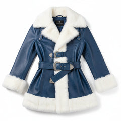 Santa Claus Blue Leather Christmas Coat