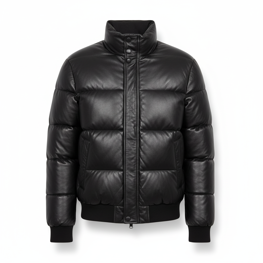 Moncler Style Leather Puffer Jacket