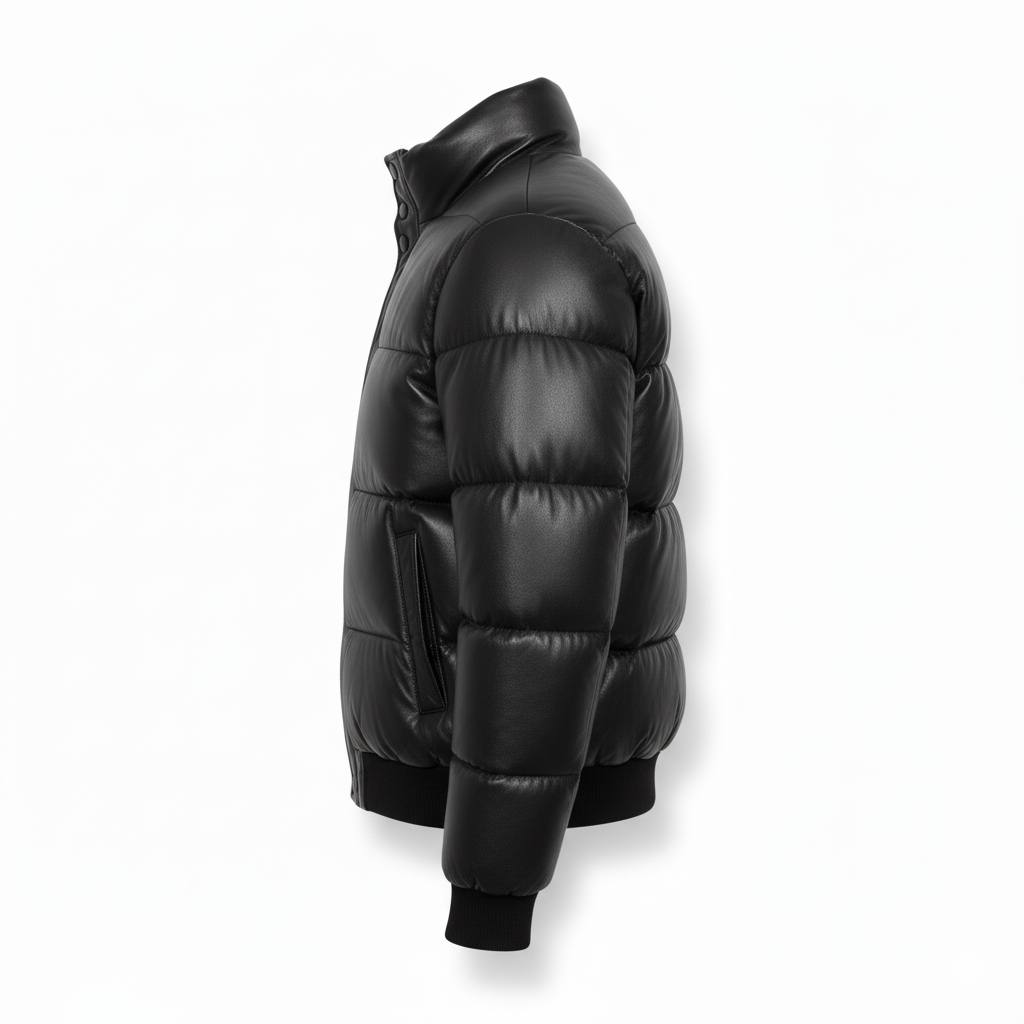 Moncler Style Leather Puffer Jacket