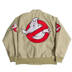 Ghostbusters Beige Bomber Cotton Jacket