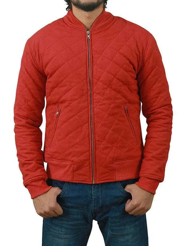 The Flash Barry Allen Red Quilted Bomber Jacket