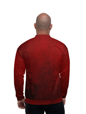 Men's Grunge Style 4th July Independence Day American Flag Red Bomber Jacket