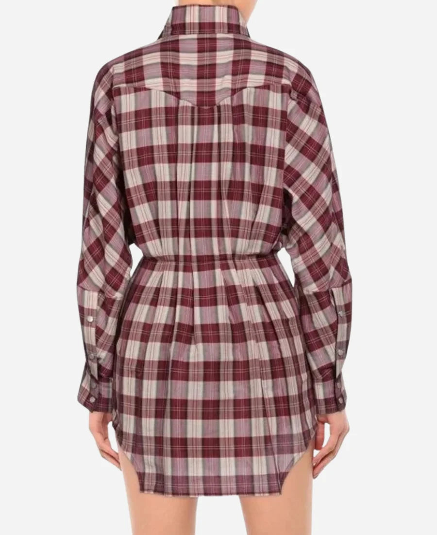 Gwen Stefani The Voice S026 Plaid Belted Shirt Dress