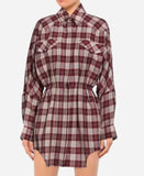 Gwen Stefani The Voice S026 Plaid Belted Shirt Dress