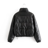 Black Leather Puffer Jacket | Unisex Breezy Bliss Jacket