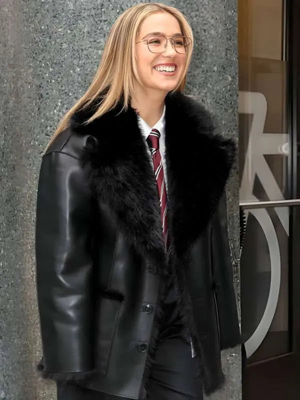 NYC 2026 Haley Lu Richardson Shearling Leather Coat
