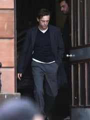 Half Man Jamie Bell Black Wool Coat 