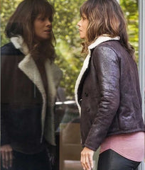 Halle Berry Extant Shearling Brown Leather Jacket