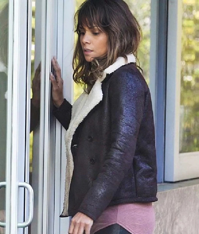 Halle Berry Extant Shearling Brown Leather Jacket