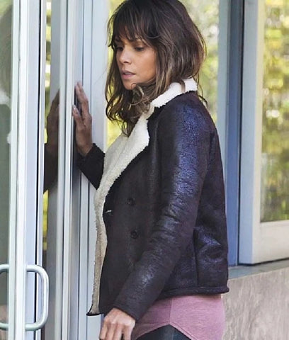 Halle Berry Extant Shearling Brown Leather Jacket