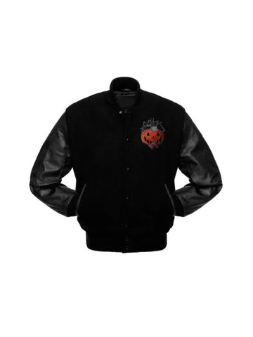 Halloween Pumpkin Black Unisex Varsity Jacket