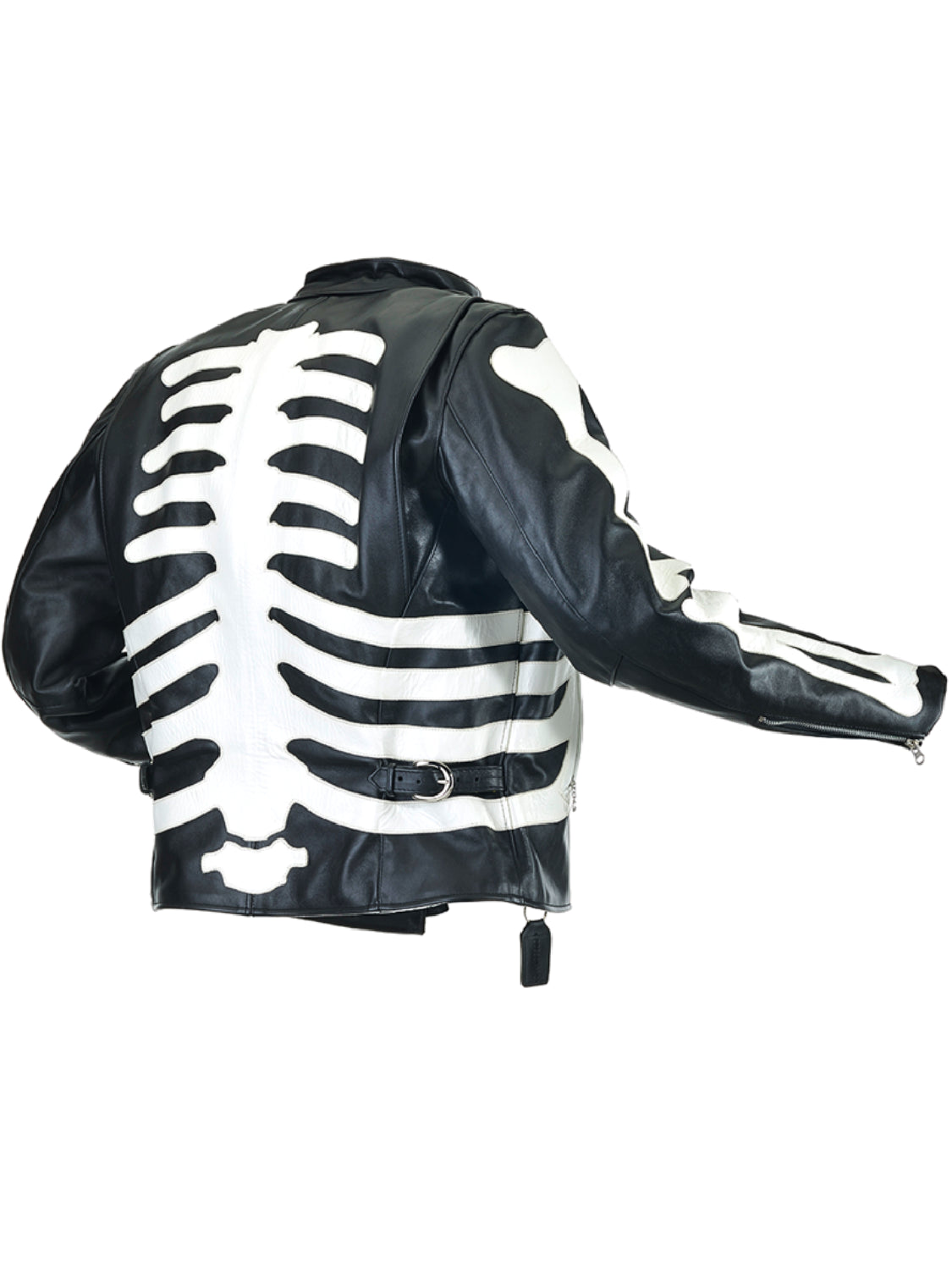 Halloween Skeleton Bones Black Leather Jacket