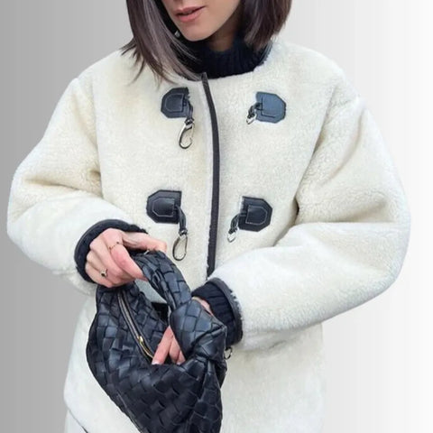 Classic Beige Womens Shearling Jacket