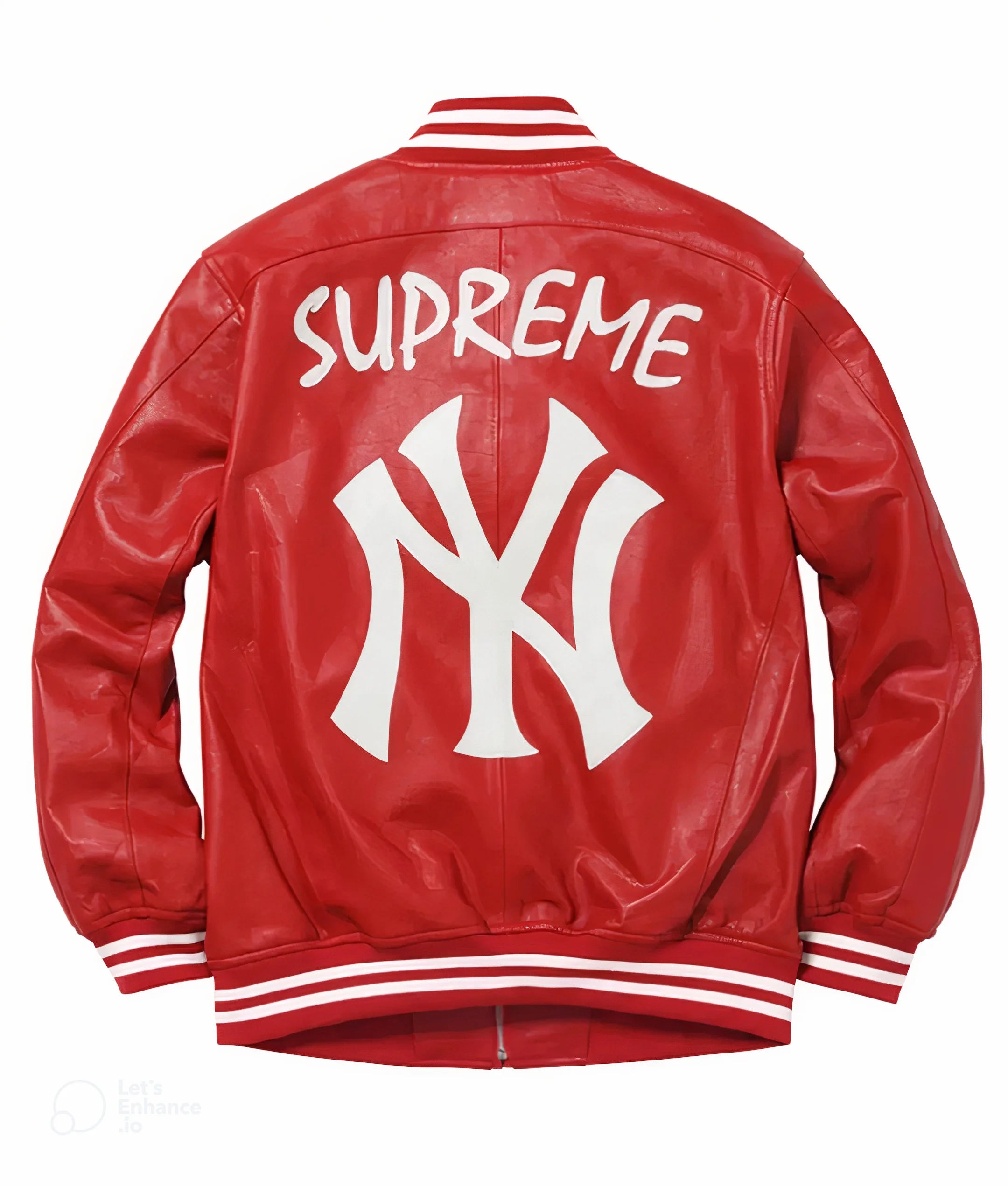 Supreme New York NY Yankees Varsity Red Leather Jacket