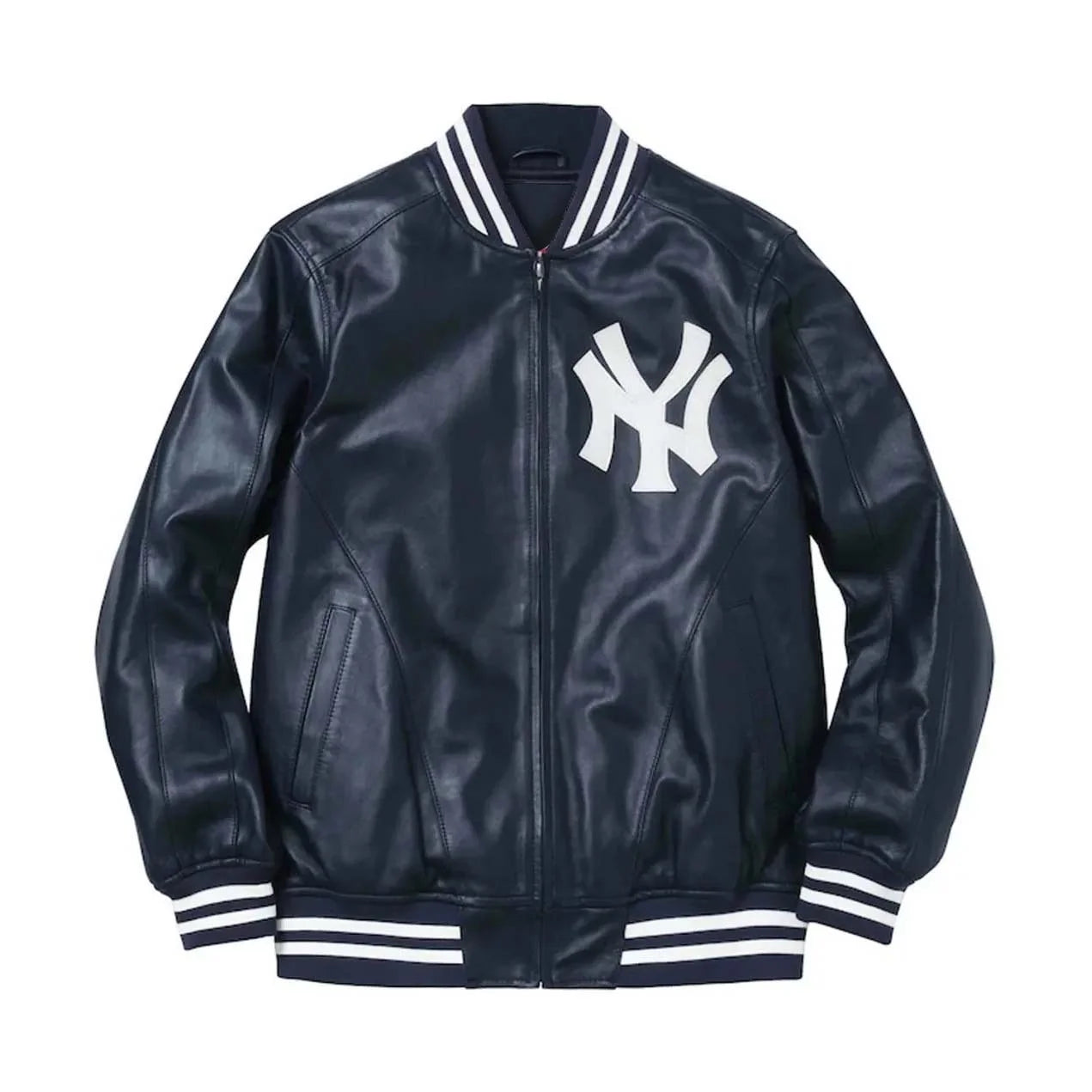 Supreme New York NY Yankees Varsity Red Leather Jacket