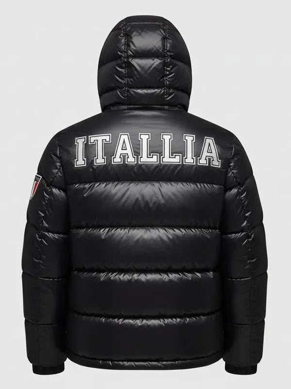 Team Italy Olympics 2026 Black Puffer Jacket