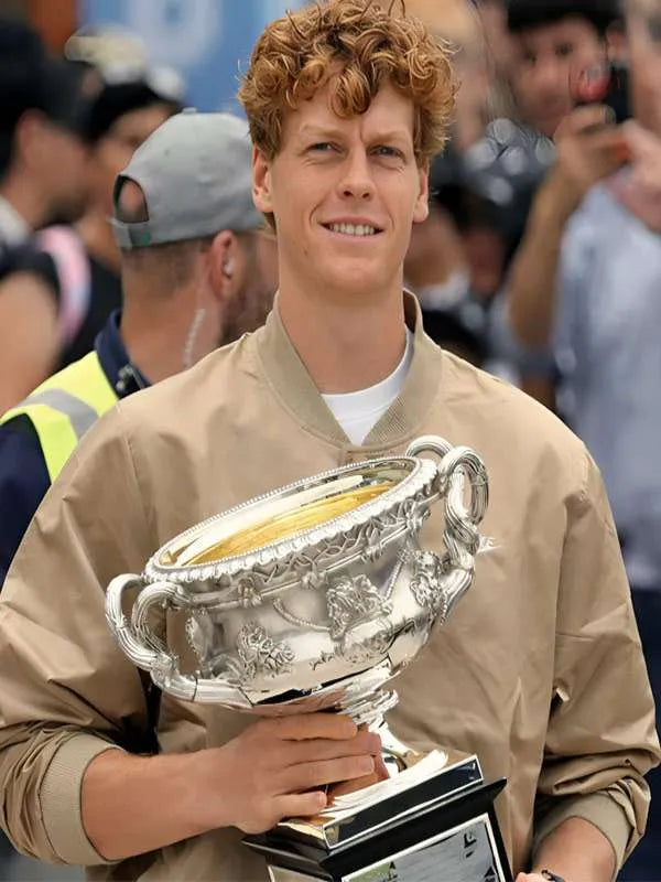 Jannik Sinner Australian Open 2026 Beige Jacket
