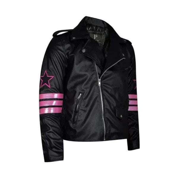 Jasperz Hitman Bret Hart Back Embroidered Skull Leather Jacket, Hitman Halloween Cosplay Jacket