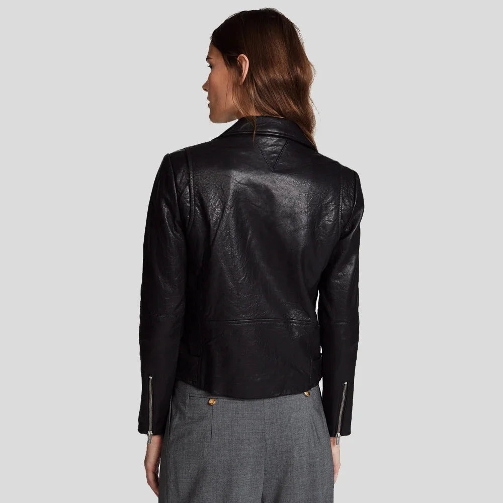 Classic Leather Biker Jacket for Women