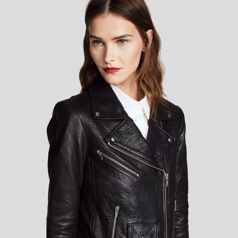 Classic Leather Biker Jacket for Women