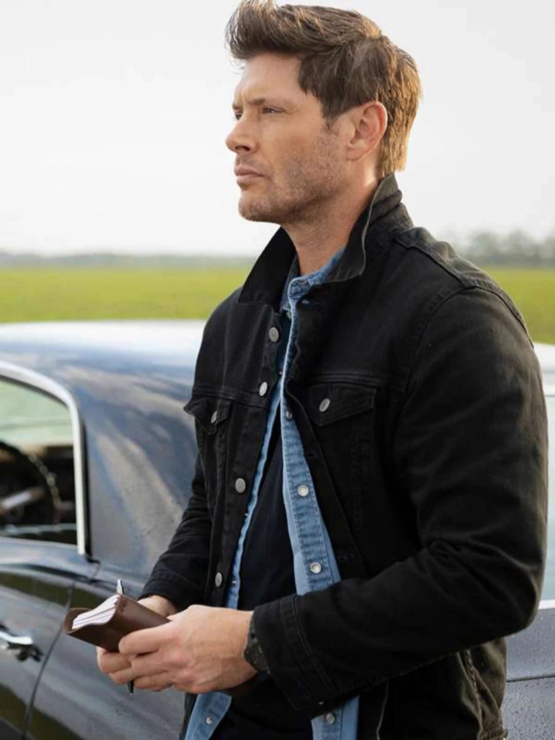 Jensen Ackles Jacket | Black Trucker Denim Jacket