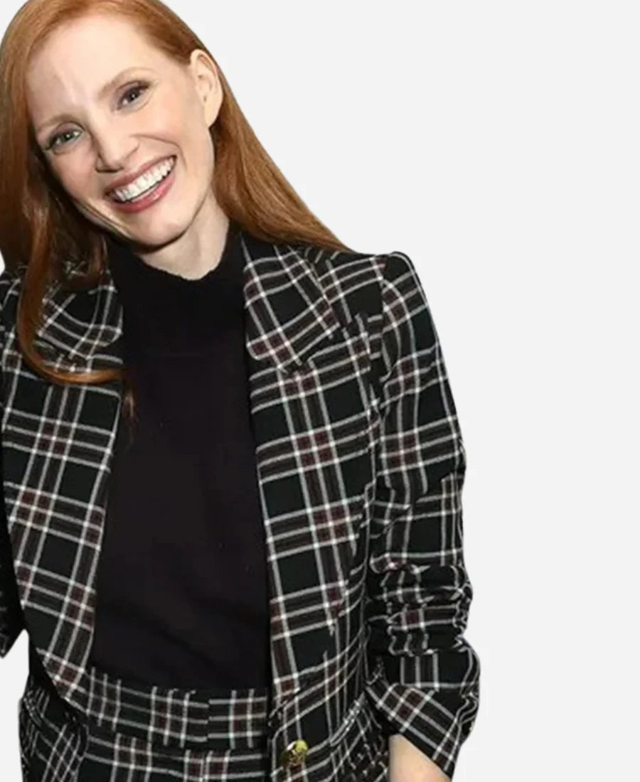 Jessica Chastain Memory 2024 Plaid Blazer