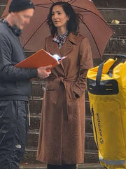 Jessica Grundle Clay face 2026 Brown Trench Coat