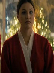 Jingle Bell Heist 2025 Olivia Holt Red Santa Coat