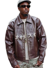 NYFW 2026 Joey Bada$$ Brown Leather Jacket

