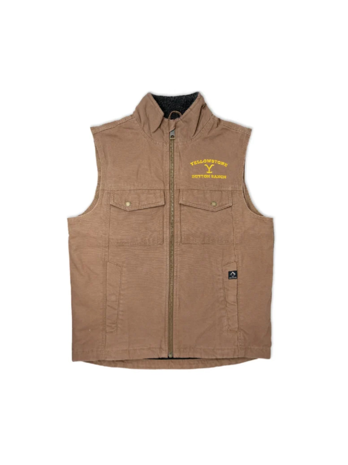 John Dutton Yellowstone Vest | Ranch Logo Tan Brown Cotton Vest