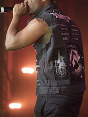 American Rap Singer Juice Wrld Black Denim Vest