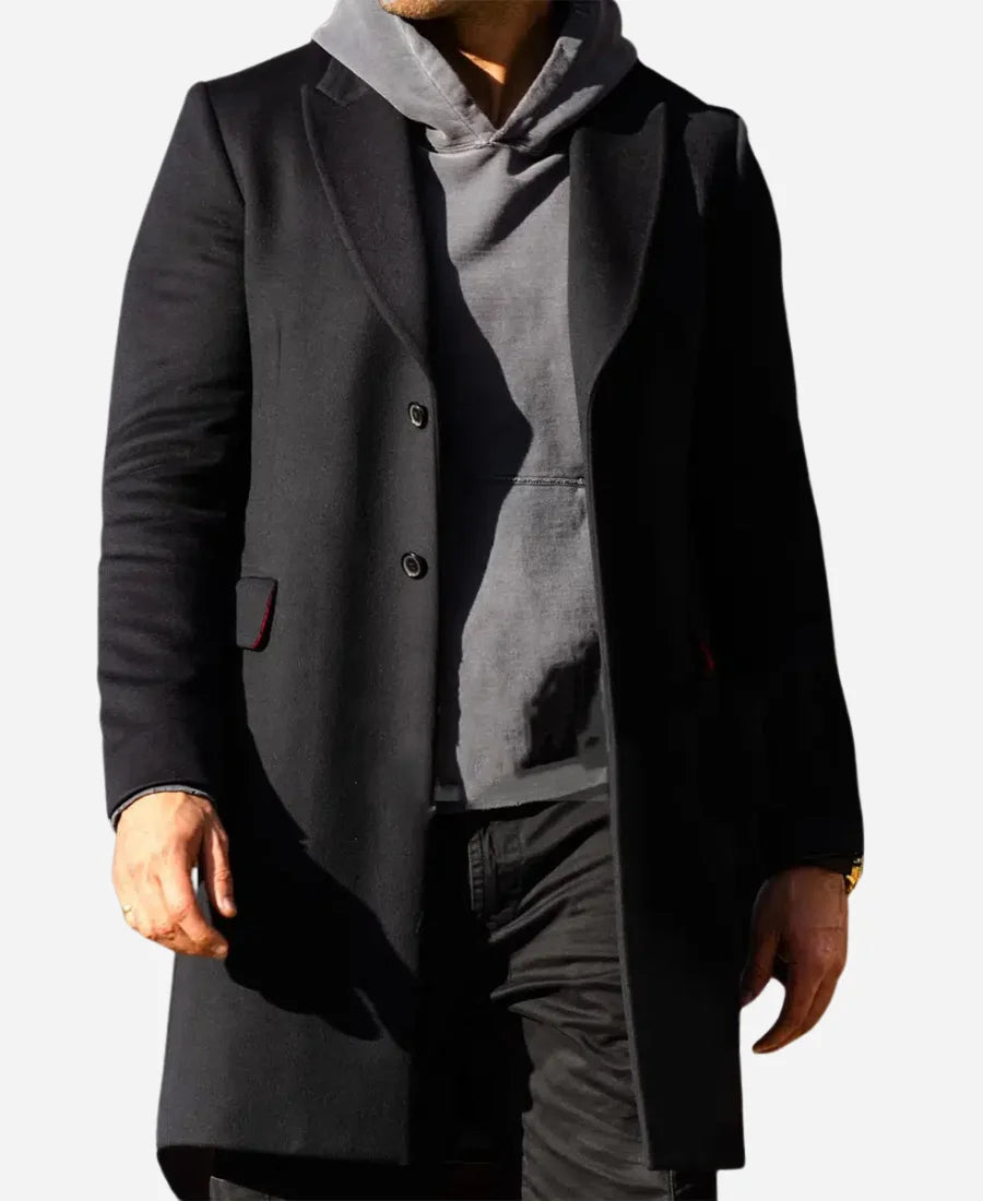 It Ends with Us Justin Baldoni Mid-Length Black Coat