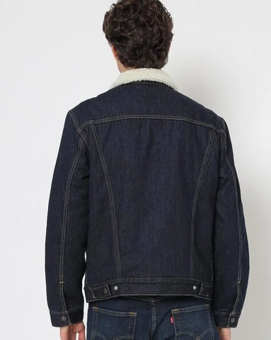 Sherpa Lined Denim Jacket | Blue Trucker Jacket