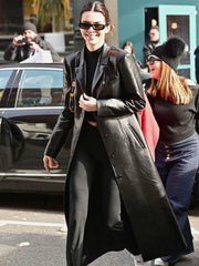 Kendall Jenner Black Trench Leather Coat