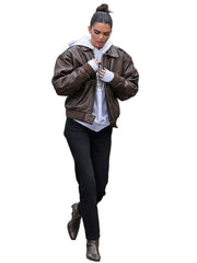 KendallJennerBrownBomberRealLeatherJacket_7