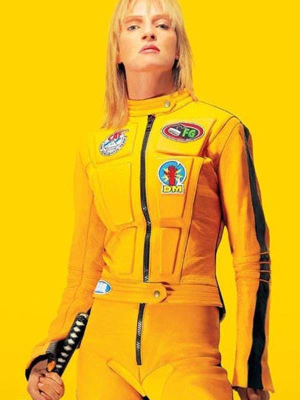 Kill Bill 2 Bride Uma Thurman Yellow Biker Jacket
