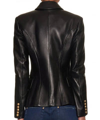 Kim Kardashian Double Breasted Leather Blazer