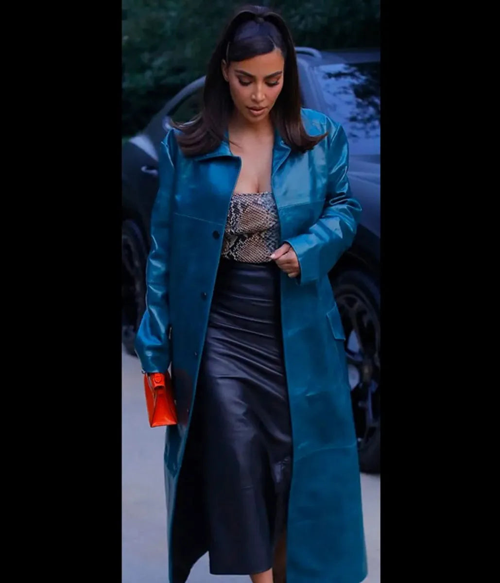 Kim Kardashian Street Wear Blue Coat