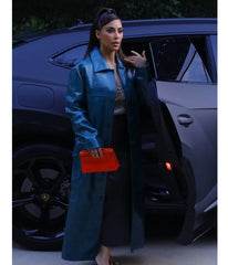 Kim Kardashian Street Wear Blue Coat