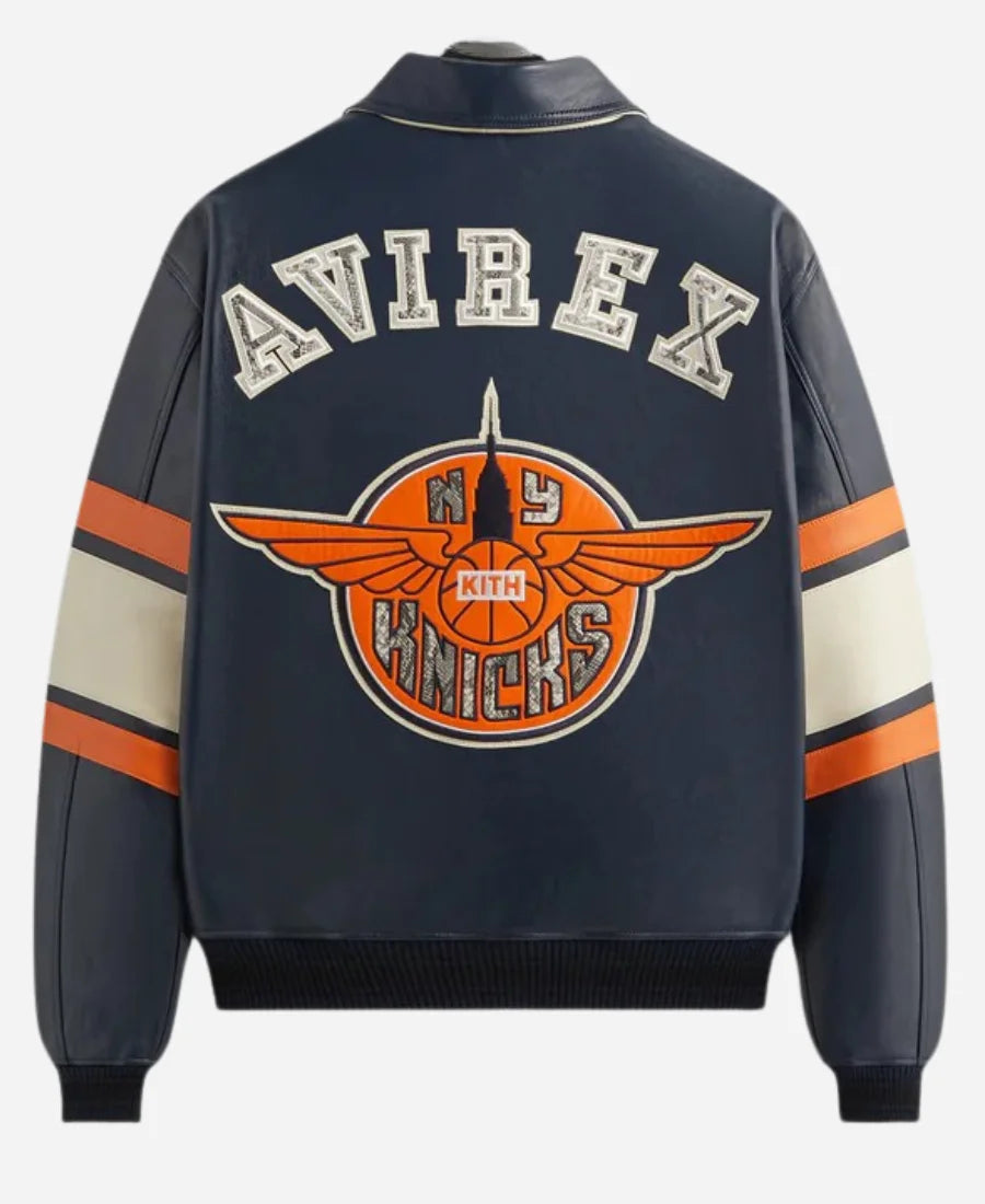 Kith & AVIREX NY Knicks Bomber Leather Jacket