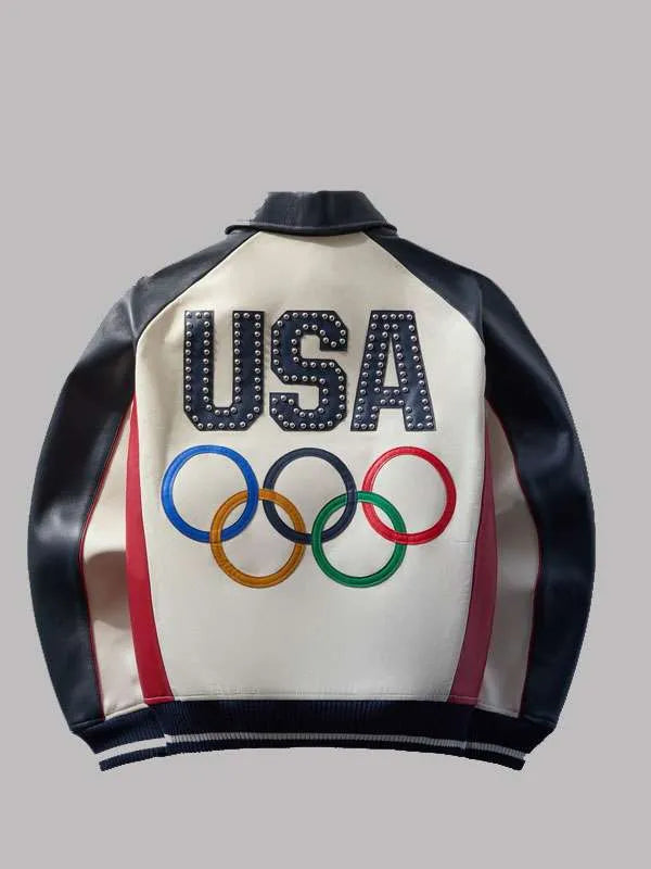 Team USA Olympics 2026 Bomber Leather Jacket