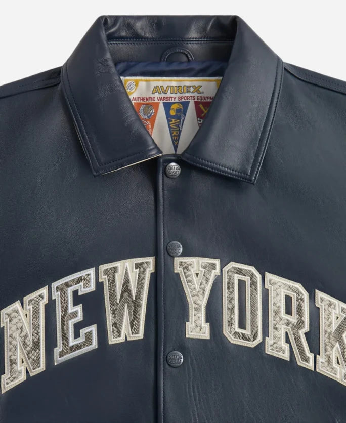Kith & AVIREX NY Knicks Bomber Leather Jacket