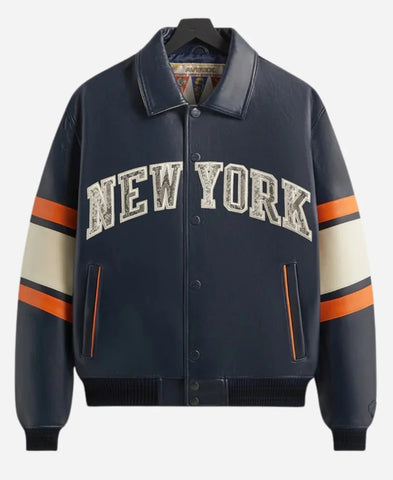 Kith & AVIREX NY Knicks Bomber Leather Jacket