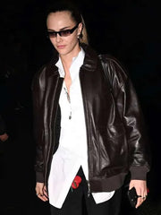 LA 2025 Cara Delevingne Bomber Leather Jacket
