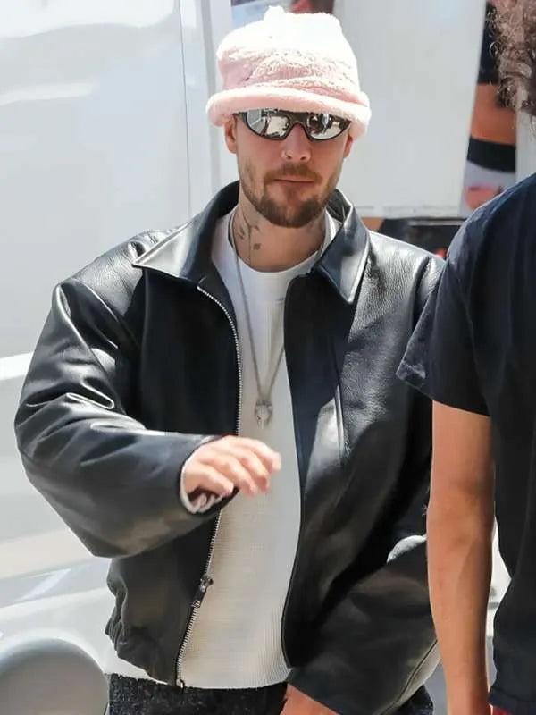 LA 2026 Justin Bieber Black Leather Jacket