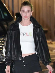 LA 2026 Lili Reinhart Black Leather Jacket
