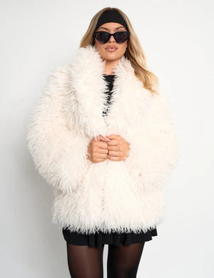 shaggy faux fur coat