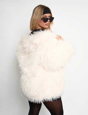 shaggy faux fur coat