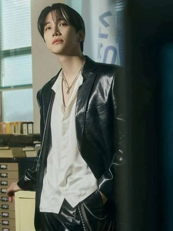 Lee Jun-ho Typhoon Family 2025 Leather Blazer
