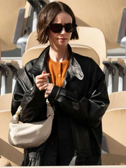 Lily Collins French Open 2026 Leather Jacket
